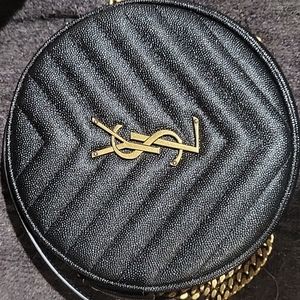 Vinyl YSL Round Quilted Grain de Poudre Crossbody Bag